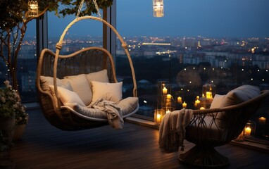Outdoor Swing Chair Serenity on a Private Balcony