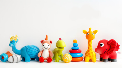 Bright and whimsical studio photoshoot capturing the essence of each toy car and building blocks