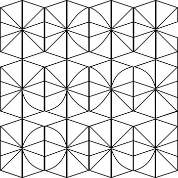 Azulejo geométrico blanco y negro para mosaico o impresión. Patrón con geometría para impresión textil o diseño gráfico.