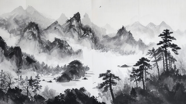 Ink painting landscape