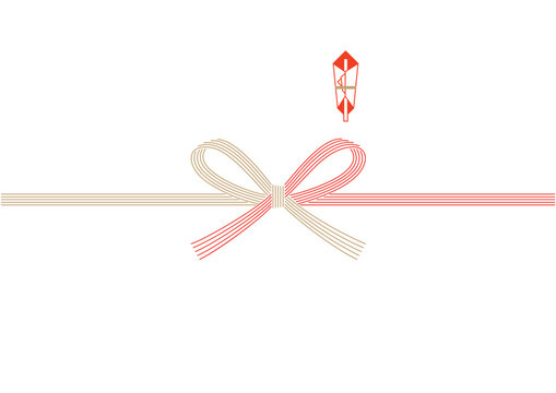 Gold red and five Mizuhiki knot-cuts (bow knots) Noshi paper (paper used to wrap gifts in Japan)_金赤五本水引の結び切り（蝶結び）熨斗紙