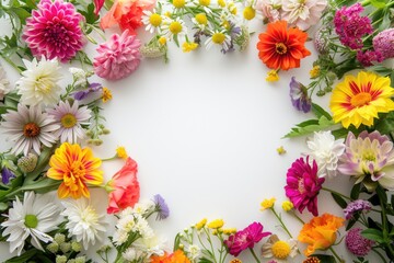 Floral composition on a white background, space for text, concept of Valentine Day, Mother Day, Women Day, wedding day