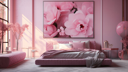 interior of a pink bedroom