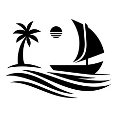 boat vector logo concept icon, clipart, symbol, black color silhouette