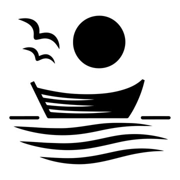 boat vector logo concept icon, clipart, symbol, black color silhouette