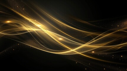 Fototapeta na wymiar Abstract golden light lines on black background