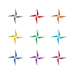 Wind rose compass  icon isolated on white background. Set icons colorful