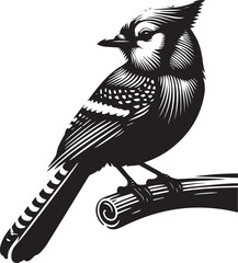Black silhouette of a Blue jay vector illustration
