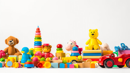 Obraz premium toys in a studio photoshoot, emphasizing a bright white tone background