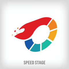 Creative speed stage sign logo. Unique creative colors. Competition and company logo template. vector.