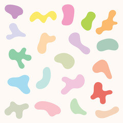 colorful handdrawn abstract blob shapes collection vector