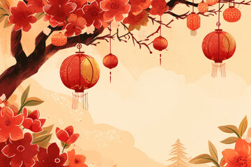 Background wallpaper with the theme of Chinese New Year / Lunar New Year for social media post