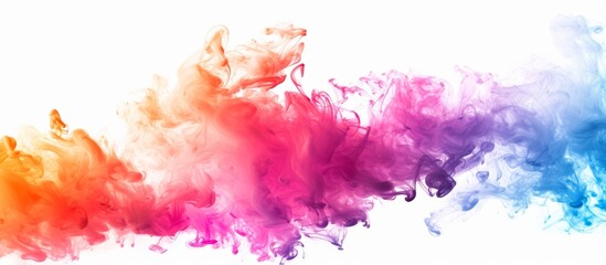 Colorful smoke and ink on a plain white background.