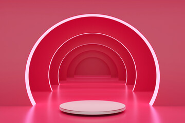 3D Rendering : Illustration of tunnel color background. tunnel with many layer of wall and light. colorful background.
