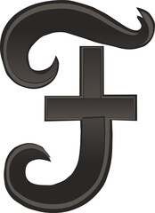 Black calligraphy font, letter F