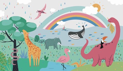 Wallpapers with different and cute animals. Child’s world.