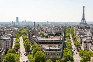 Panoramic View from Arc de Triomphe South to Tour Eiffel, Paris