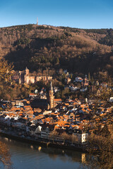 Heidelberg Old Town and Neckar River at sunset