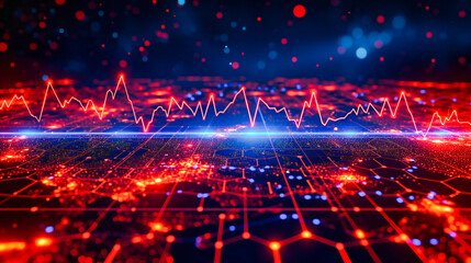 Obraz premium Digital Technology and Data Analysis, Abstract Blue Background, Futuristic Business and Science Concept