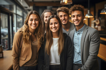 Fototapeta premium business successful laughing group in office. finance team. motivating leaders of a business corporation. communication between employees in the company