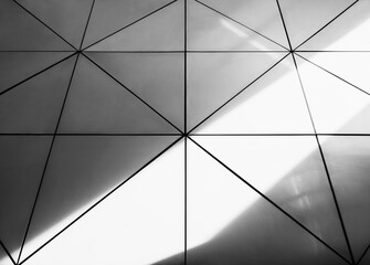 Metal wall grey tiles geometric pattern shade shadow Modern building Industry Background