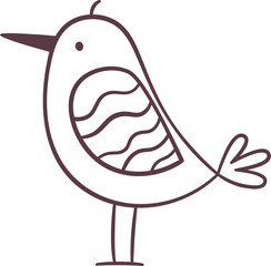 Funny Bird Doodle Outline