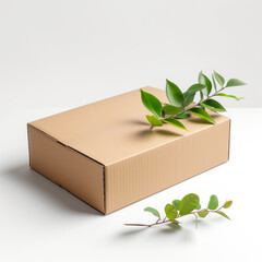 Mockup of a sustainable cardboard box with eco-friendly labeling
