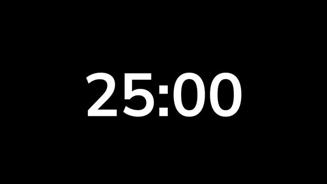 30 second countdown timer animation on black background