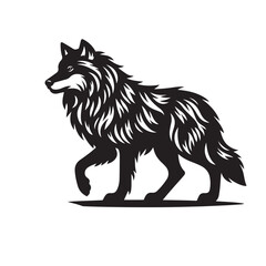 Wolf silhouette isolated on white background