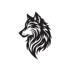 Wolf silhouette isolated on white background