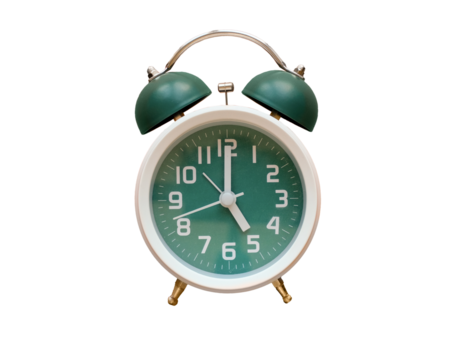 Classic green alarm clock on transparent background - Powered by Adobe