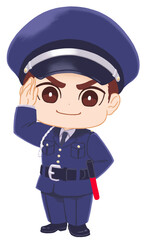 敬礼する警備員