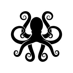 Octopus silhouette vector isolated on white background