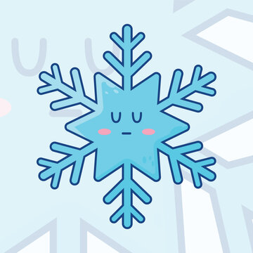 cute kawaii winter snowflake character cartoon vector icon illustration