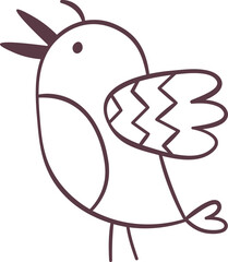 Funny Bird Doodle Outline