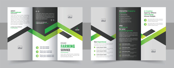 Gardening Service Trifold Brochure, Gardening, Landscaper or Agro firming services Creative Tri fold Brochure design Layout - obrazy, fototapety, plakaty