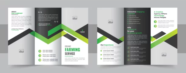 Foto auf Glas Gardening Service Trifold Brochure, Gardening, Landscaper or Agro firming services Creative Tri fold Brochure design Layout © Pavel