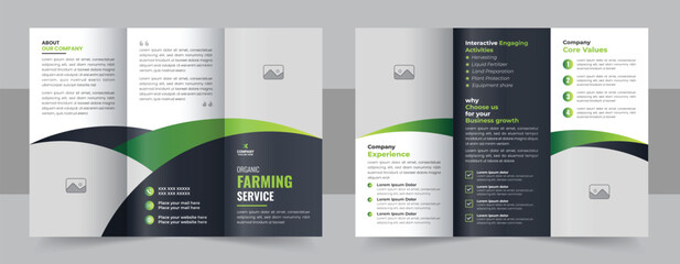 Multicolor Lawn care or agro trifold brochure design template