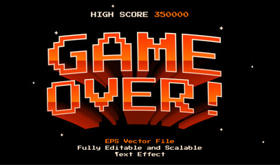 3D game over pixel editable text effect
