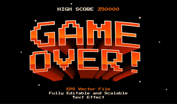 3D game over pixel editable text effect
