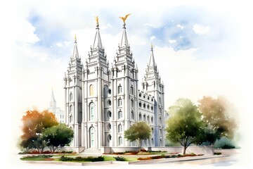 Naklejka premium Cathedral of St. Peter and Paul in Moscow. Watercolor illustration