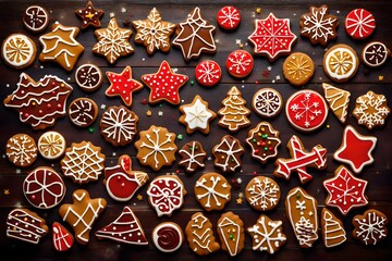 A cheerful platter of holiday cookies in different shapes and tastes.