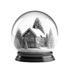 House Snow Globe PNG Cutout, Generative AI
