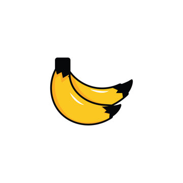 Peeled banana cute icon vector art illustration
