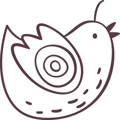 Funny Bird Doodle Outline