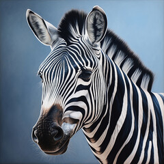 Close-up Portrait of a Zebra in Natural Habitat Under Blue Sky