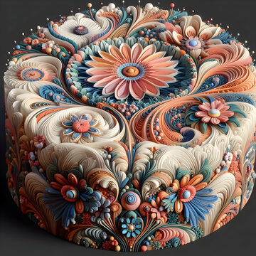 3d floral pattern cake design © Art