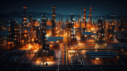 Fototapeta premium Aerial view oil refinery, refinery plant, refinery factory