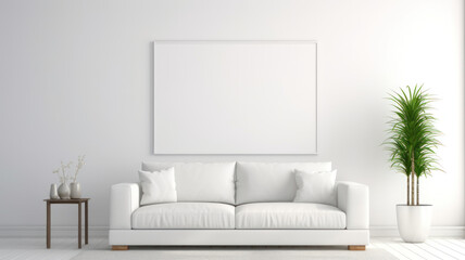 Obraz na płótnie Canvas Modern, white minimalist interior. Modern interior design for posters in the living room