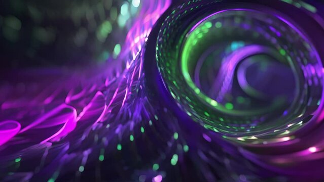 abstract 3d green lights, in the style of colorful moebius
